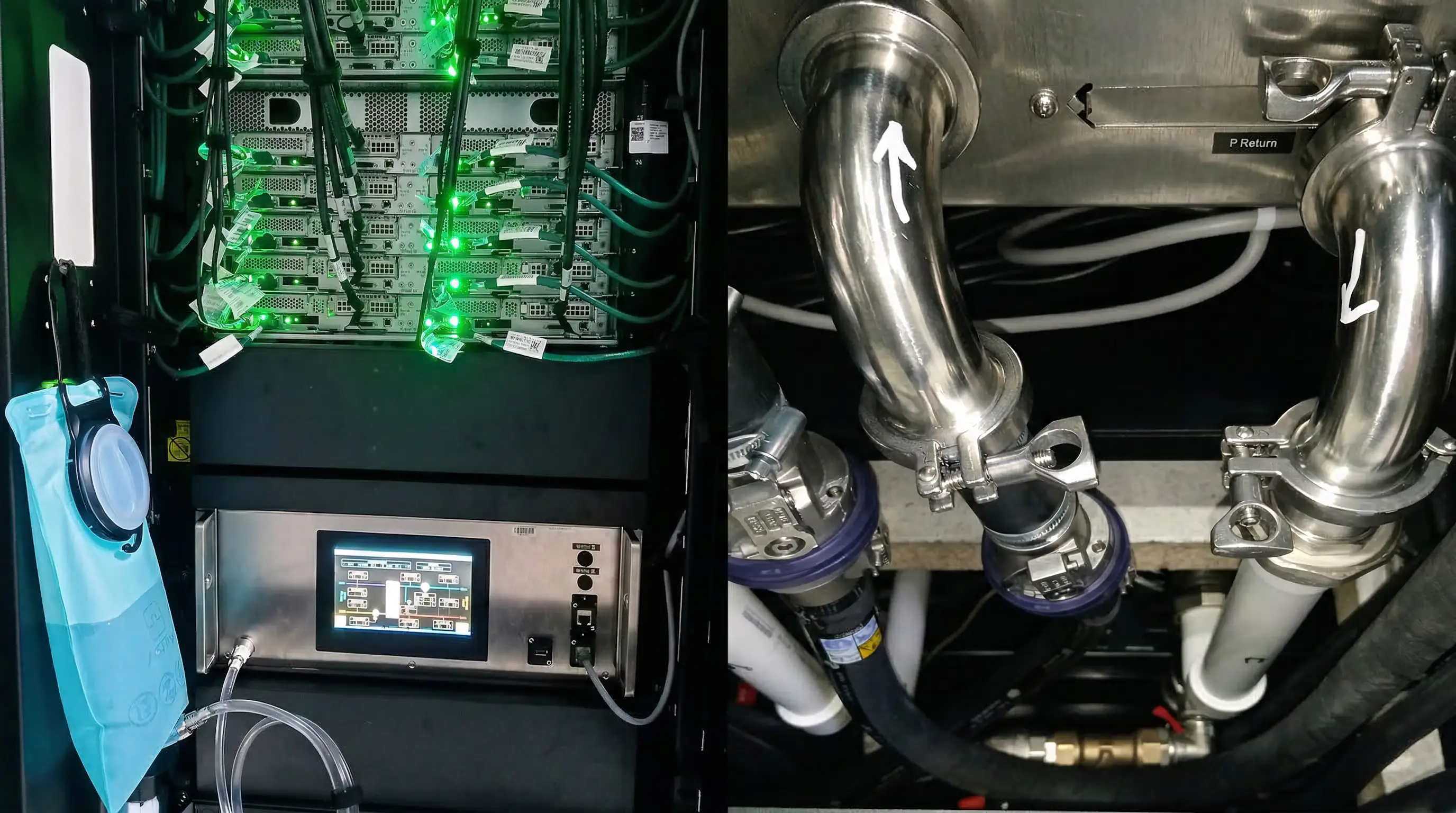 Серверное оборудование с интегрированной системой водяного охлаждения и трубопроводами