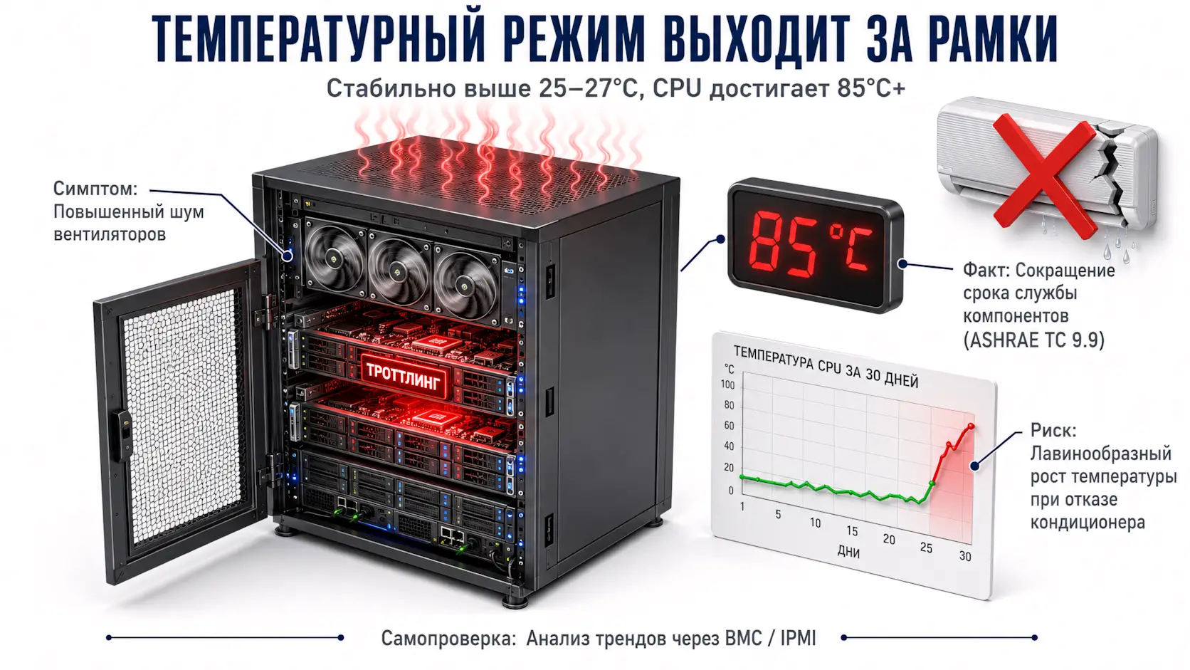 Изображение сервера - температурный режим выходит за рамки