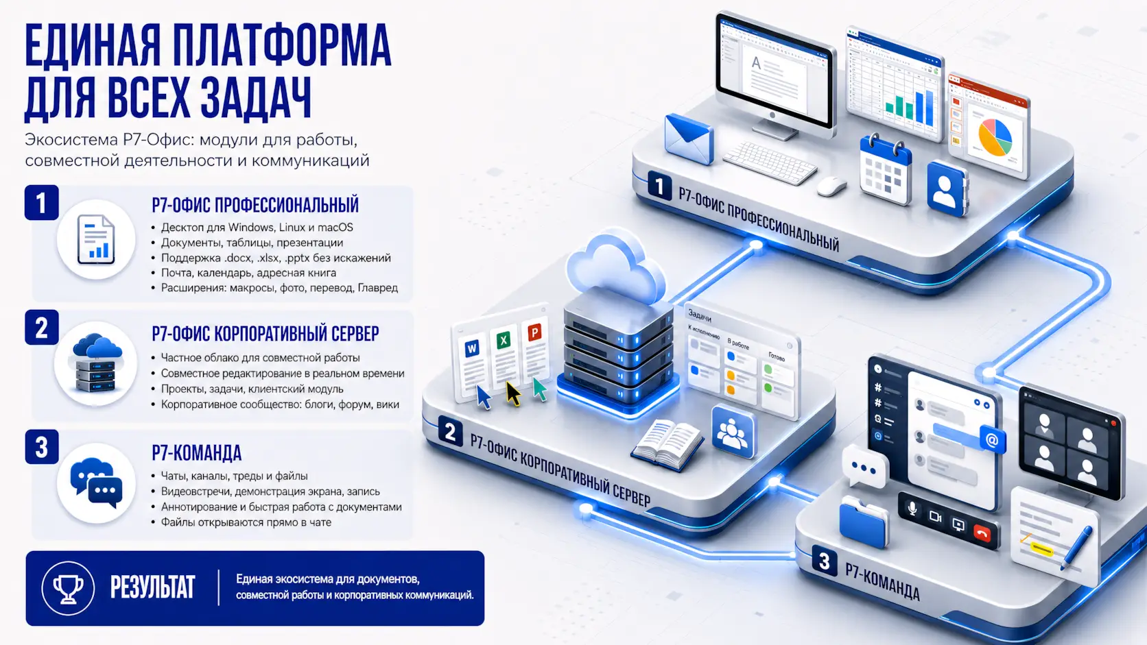 Изометрия Р7‑Офис единая платформа для всех задач