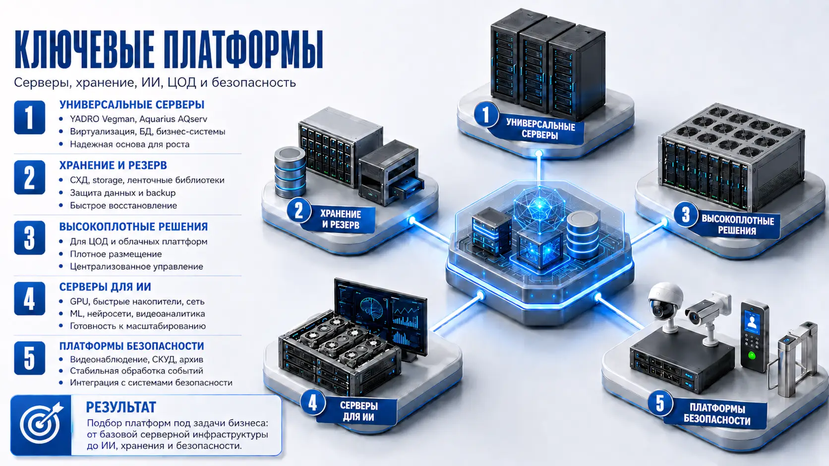 Изометрическая схема - ключевые платформы серверного оборудования