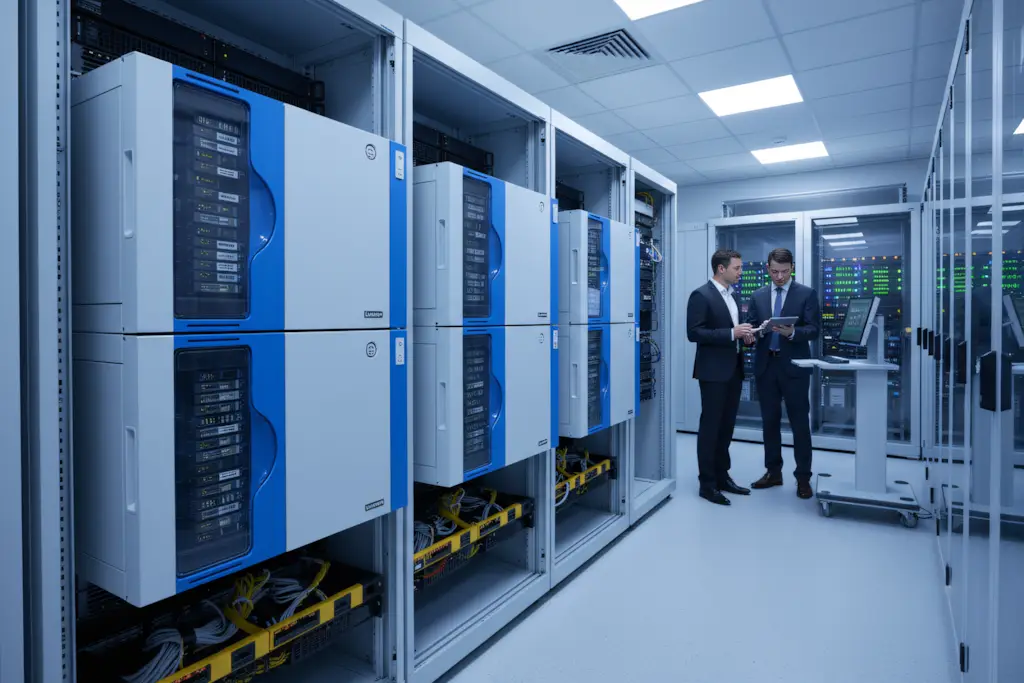 Ленточные библиотеки IBM Lenovo TS4300 в серверной с ИТ-специалистами