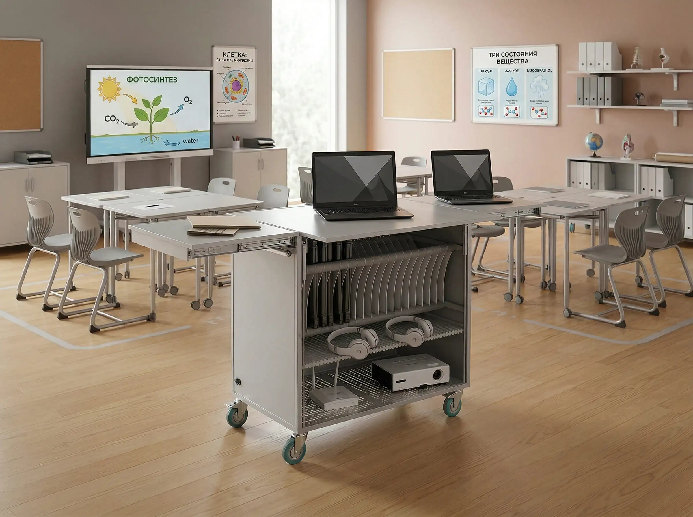 Мобильный компьютерный класс ICLab в помещении