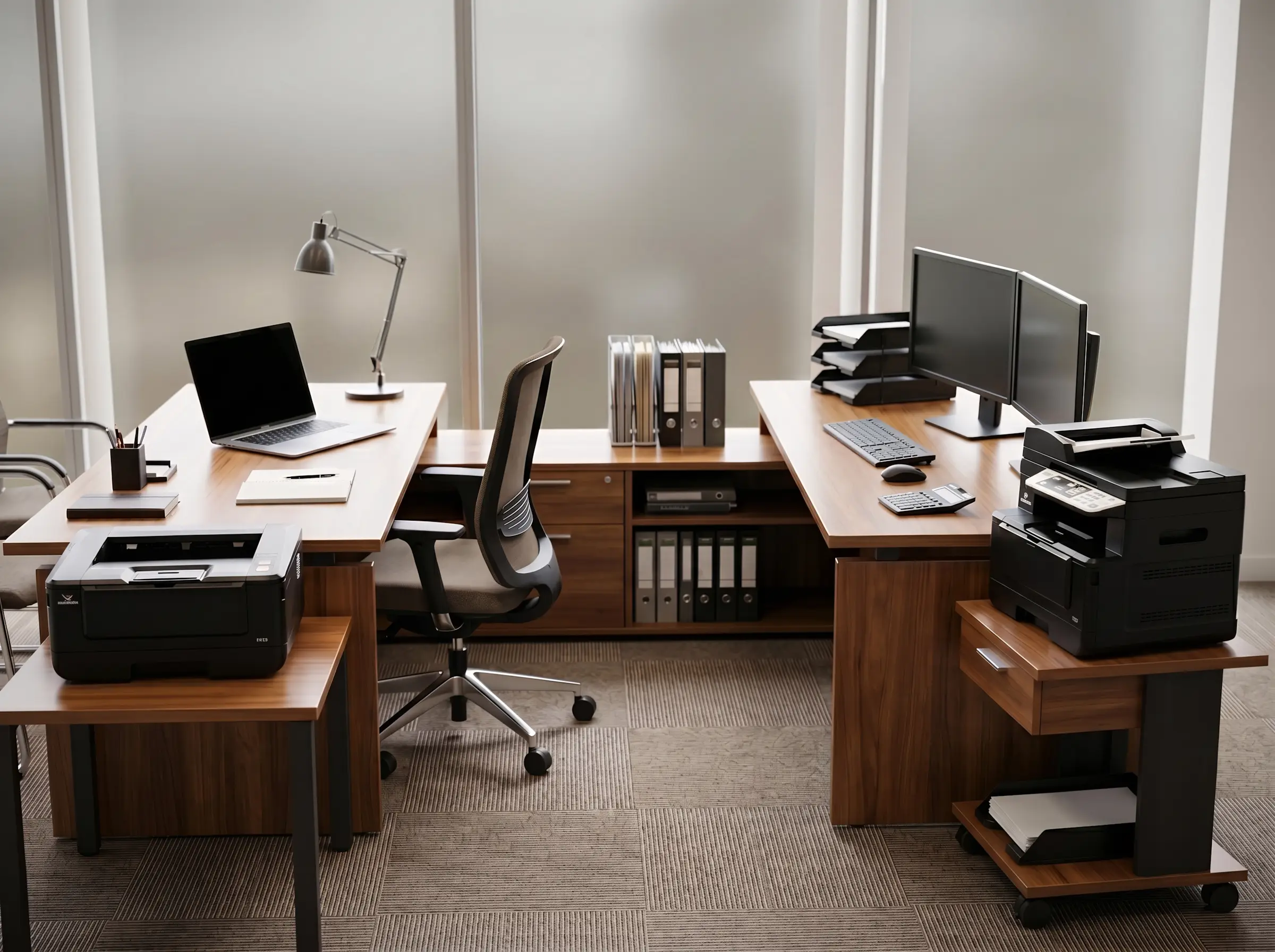 Рабочие места бухгалтера и менеджера с принтером P133 и МФУ M133 Катюша