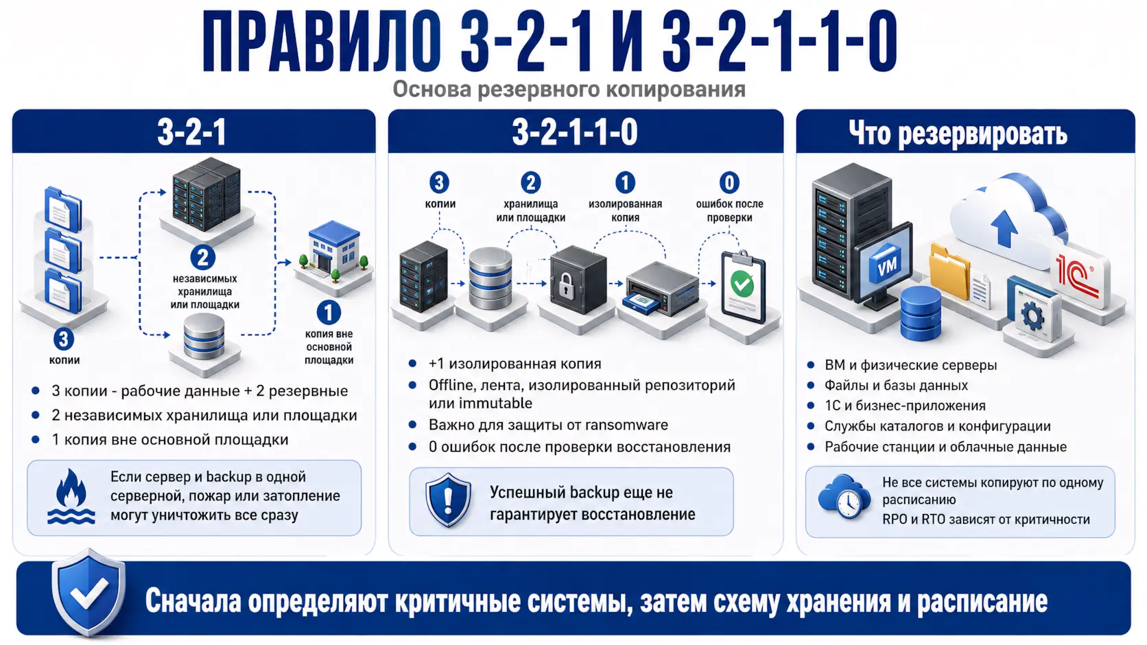 Инфографика - правило 3-2-1 резервное копирование