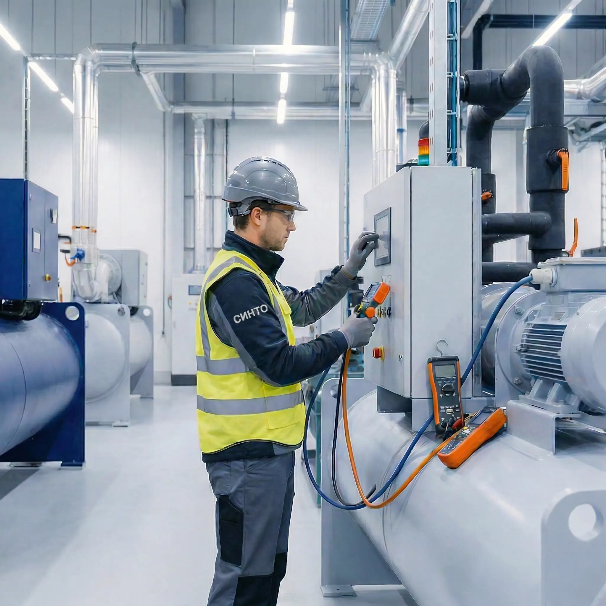 Монтаж и обслуживание систем прецизионного охлаждения Плановое техническое обслуживание (ТО) инженерной инфраструктуры специалистами компании СИНТО. Диагностика узлов промышленного холодильного оборудования с применением высокоточного измерительного оборудования.