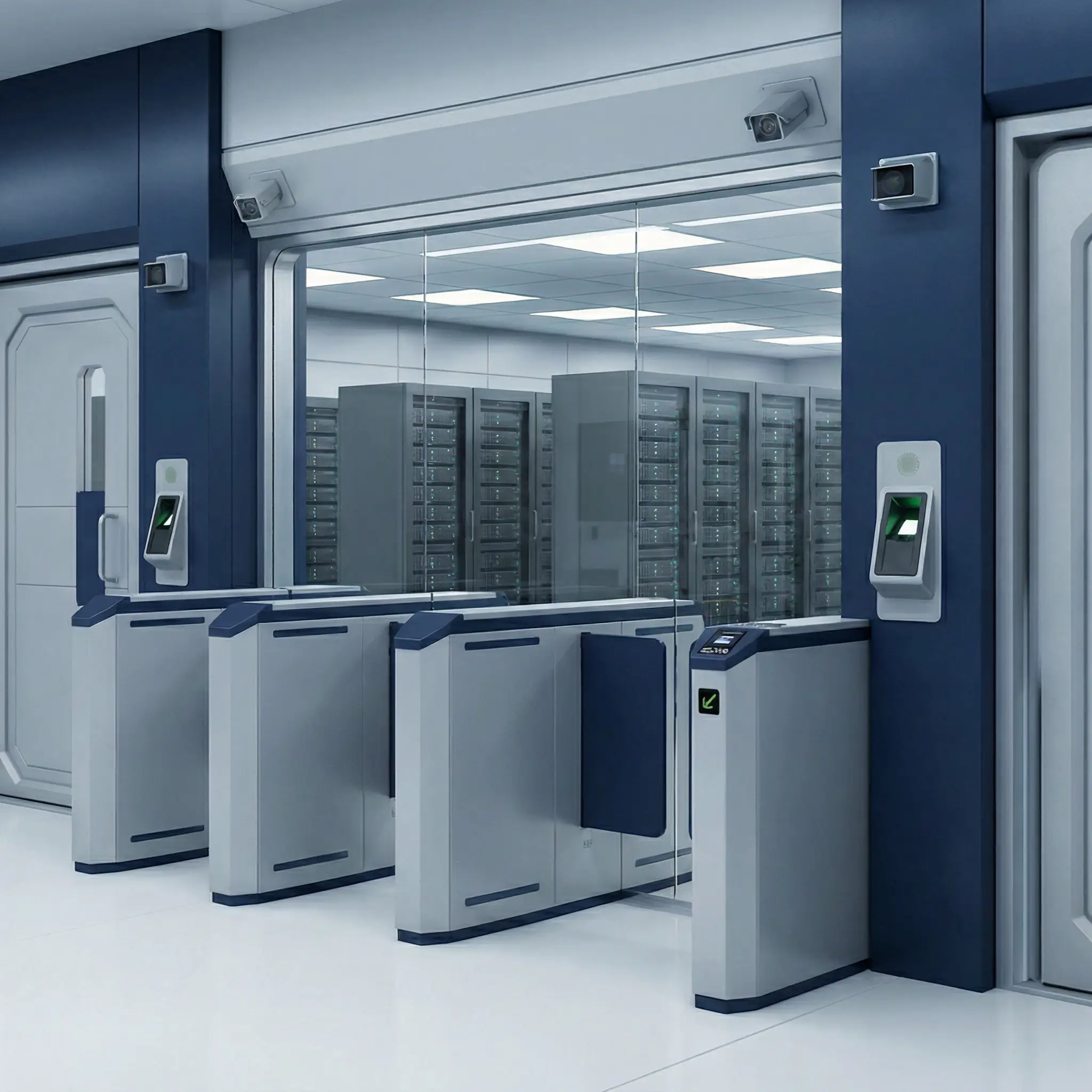 Системы безопасности и защиты инфраструктуры ЦОД Система безопасности - турникеты, камеры в помещении с ЦОД