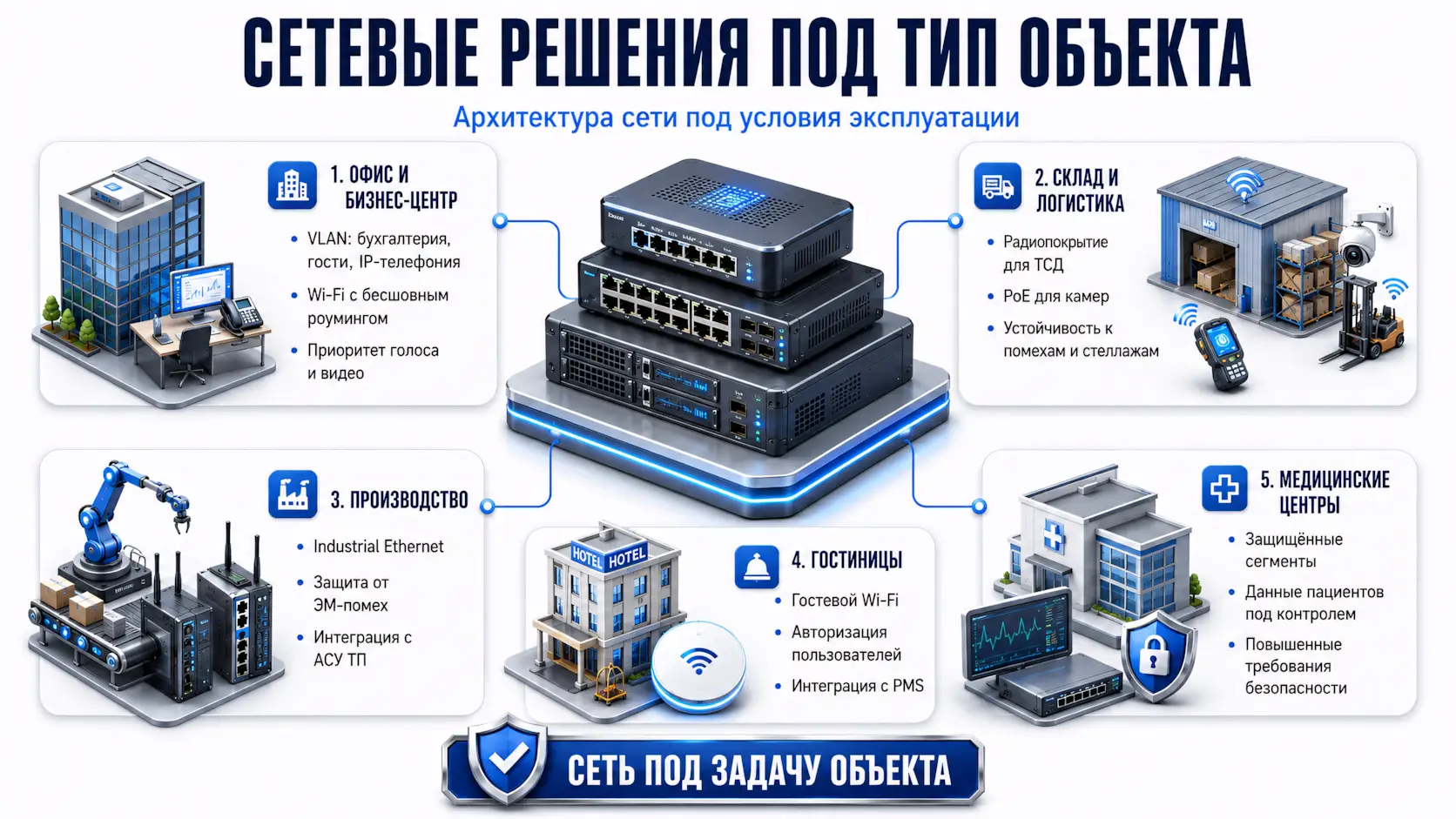 Сетевые решения ЛВС под тип объекта
