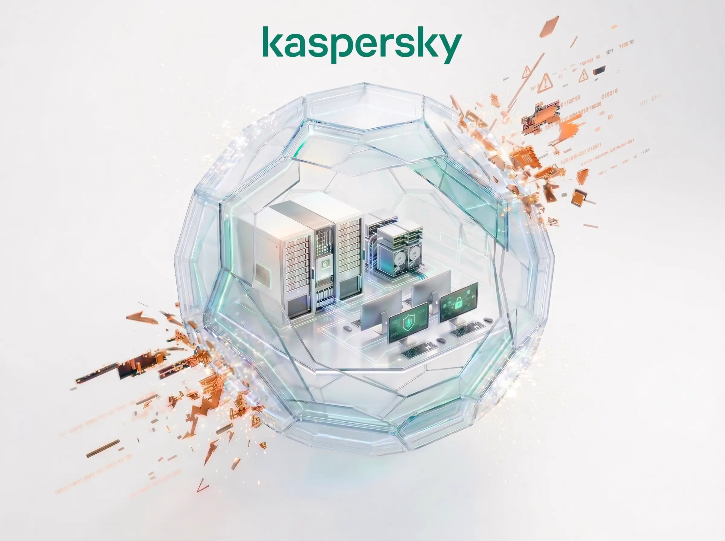 Изометрическое изображение купола и антивирусной защиты Kaspersky