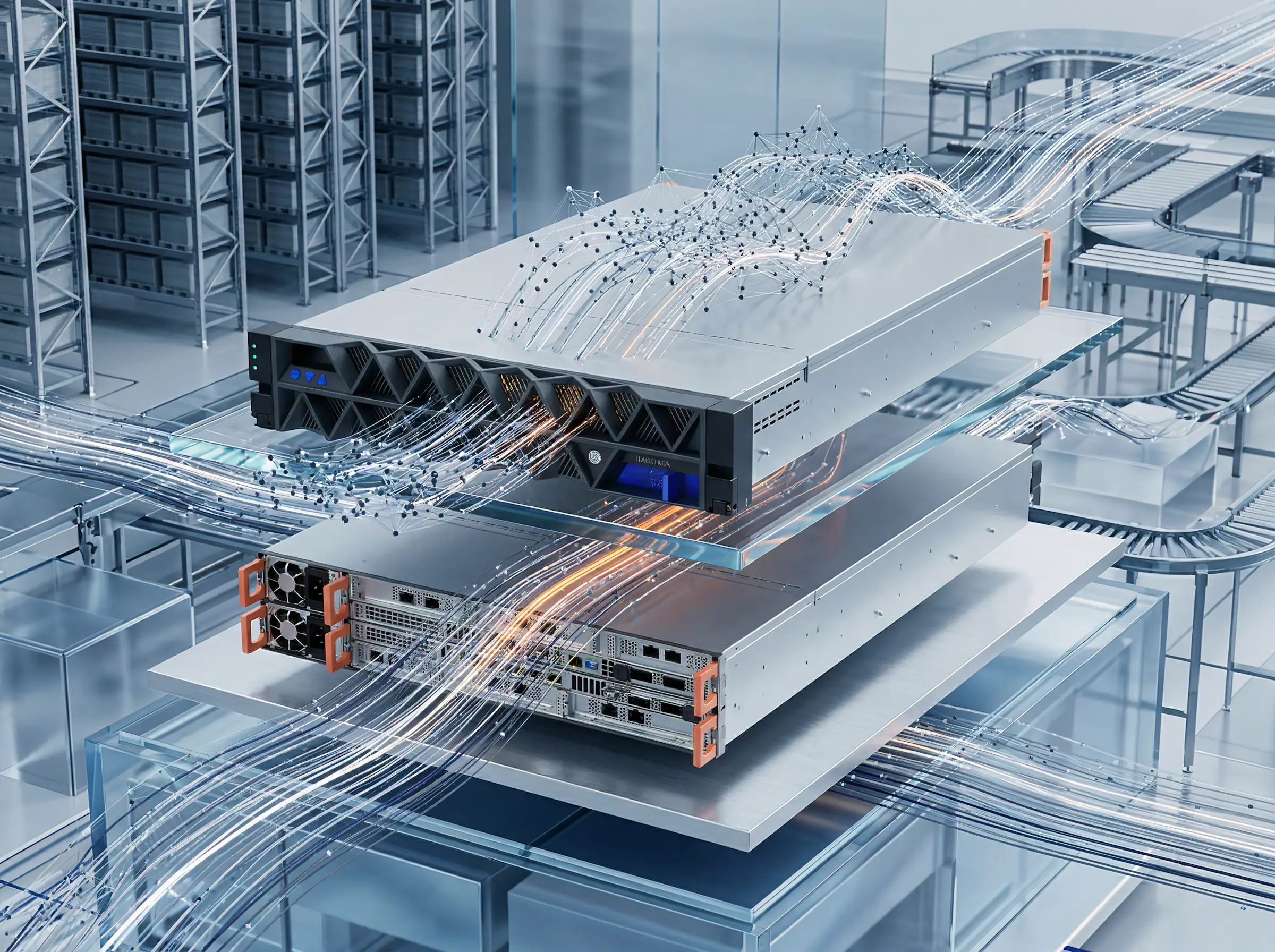 Абстрактное изображение сервера YADRO TATLIN.AFA в промышленной области