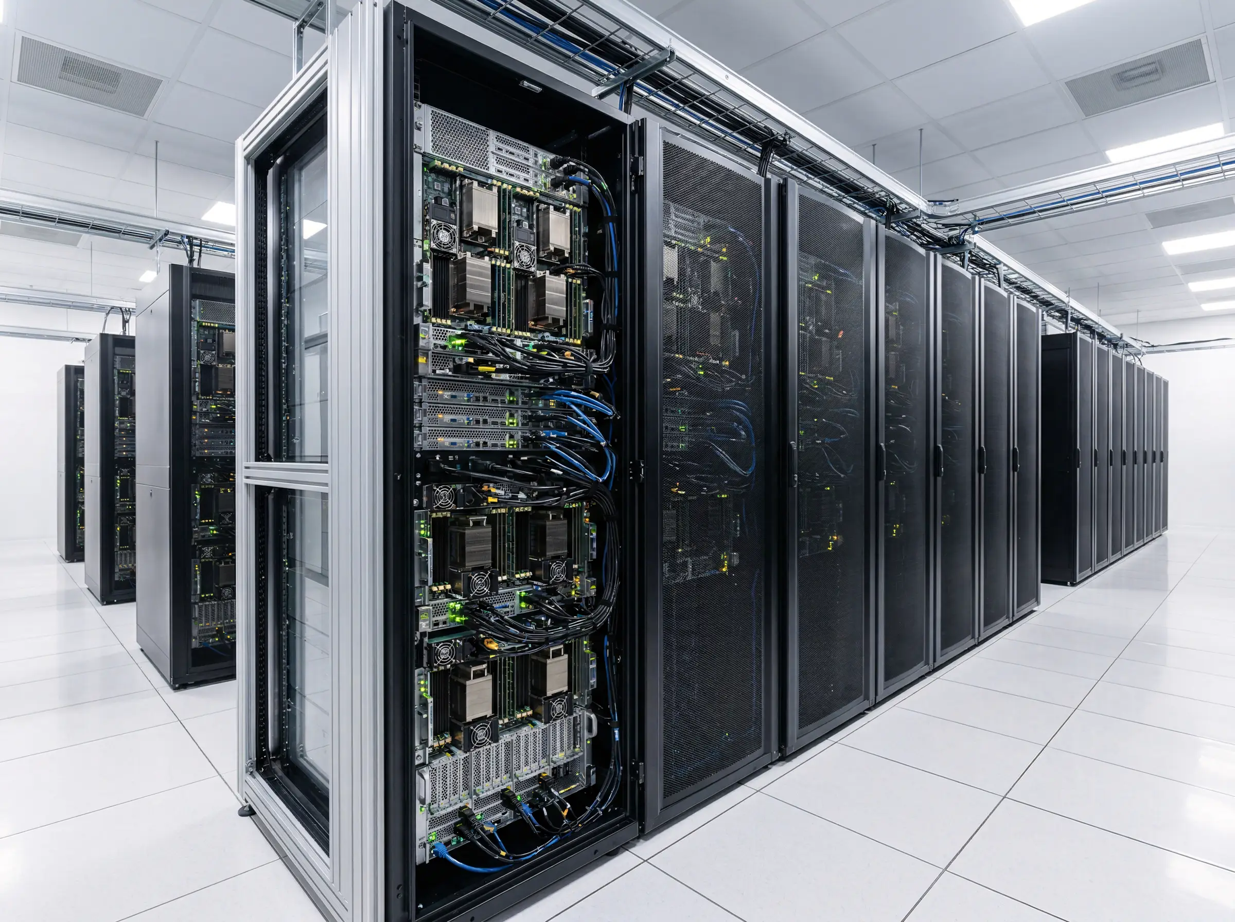 Изображение серверов с GPU для обучения ИИ