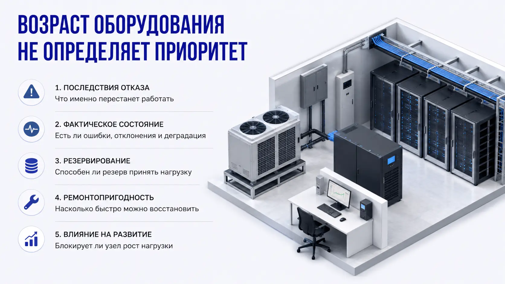 3д изометрия - возраст оборудования не определяет приоритет - последствия отказа, фактическое состояние, резервирование, ремонтопригодность, влияние на развитие